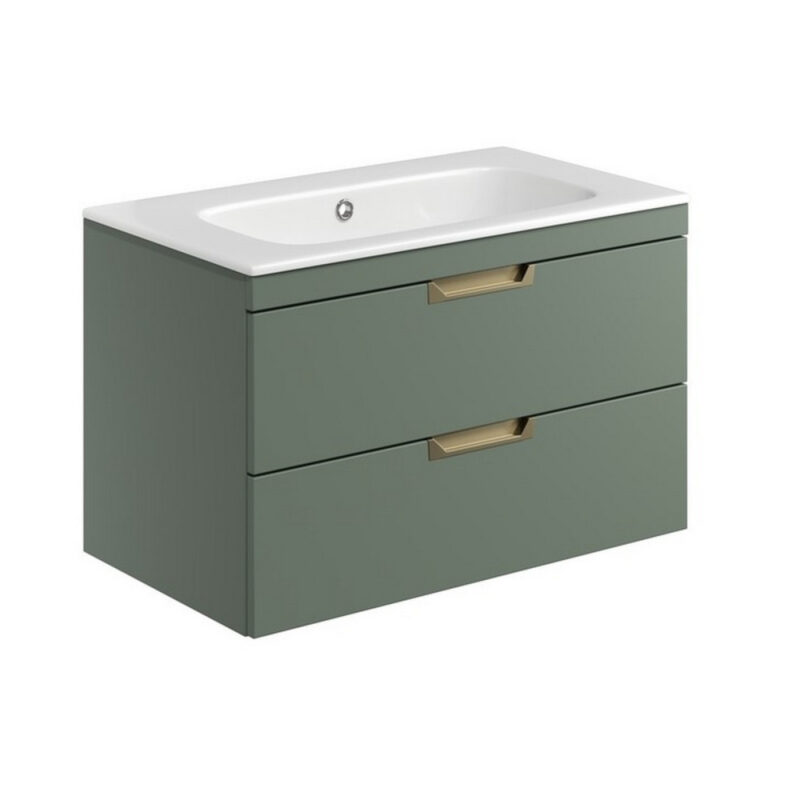 Scudo Aubrey 800mm Wall Mounted Vanity Unit & Basin Reed Green