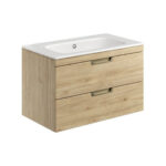 Scudo Aubrey 800mm Wall Mounted Vanity Unit & Basin Davos Oak