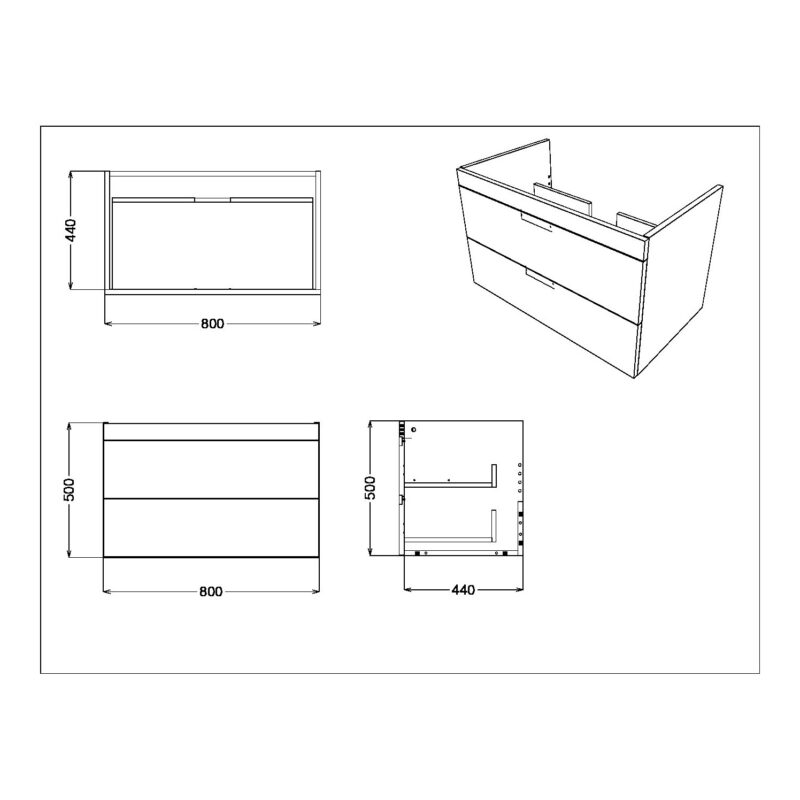 Scudo Aubrey 800mm Wall Mounted Vanity Unit & Basin Davos Oak