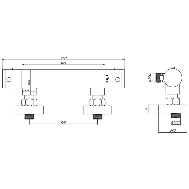Scudo Round Exposed Bar Shower Valve