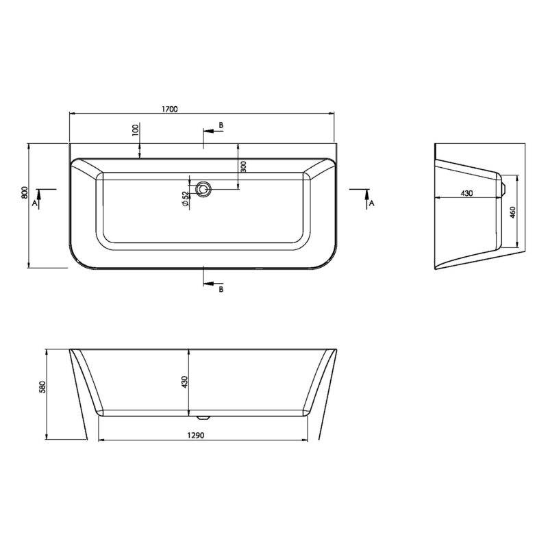 Scudo Porto Back-to-Wall Bath White