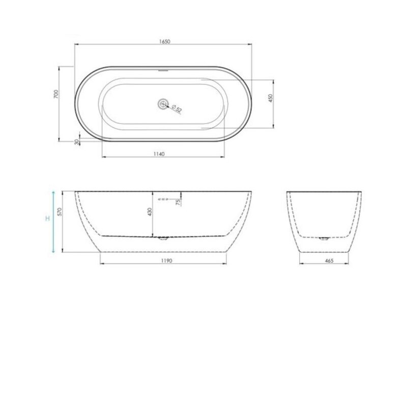 Scudo Form Acrylic Bath White