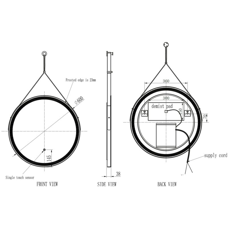 Scudo Belini Round Hanging LED Mirror