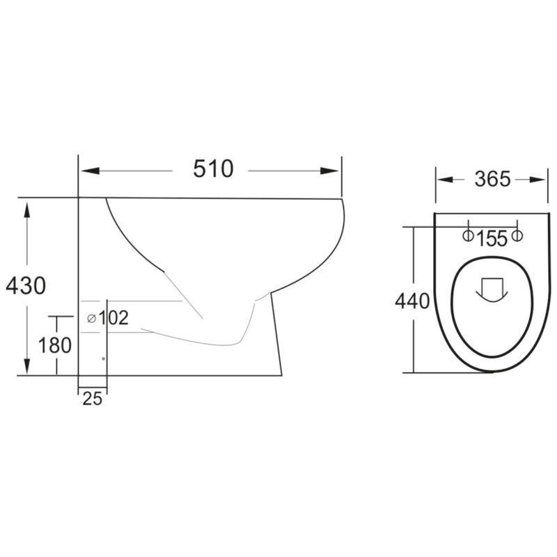 Scudo Belini Rimless Back To Wall WC Pan 430mm