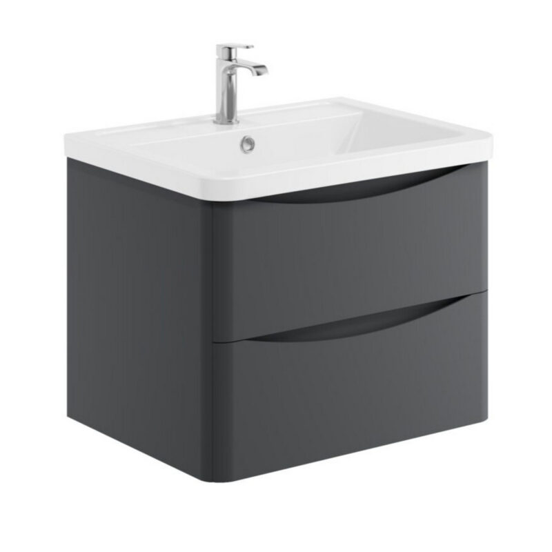 Scudo Bella 600mm Wall Mounted Vanity Unit & Basin Matt Grey Scudo Bella 600mm Wall Mounted Vanity Unit & Basin Matt Grey