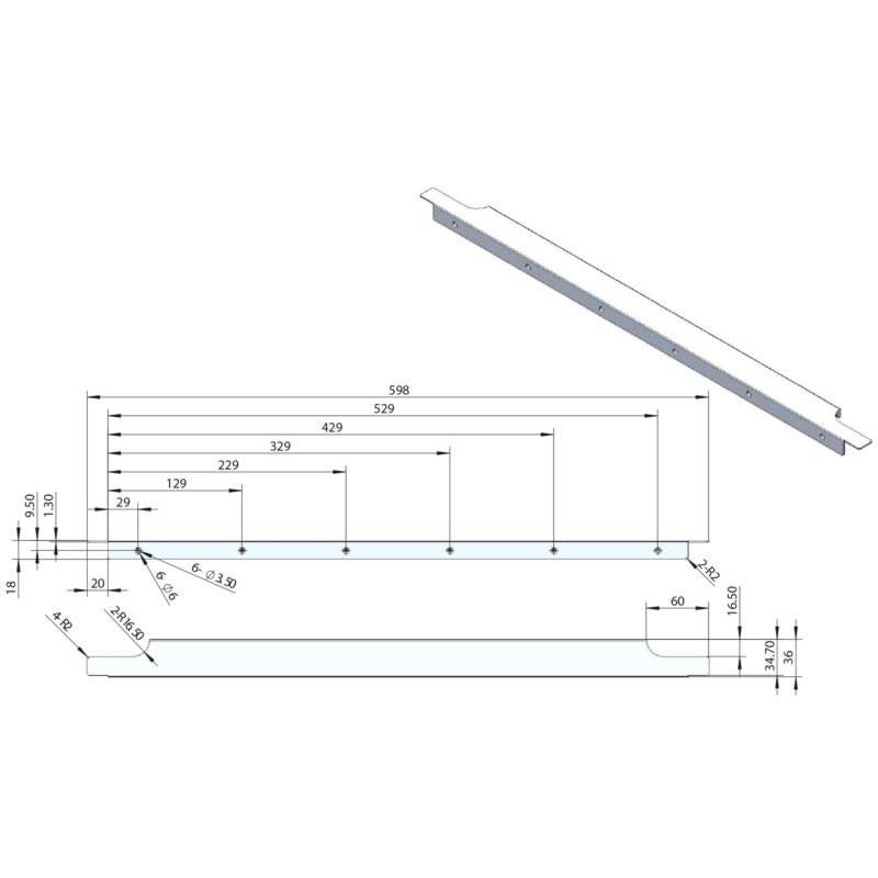 Scudo Muro Black 500mm Wrap Over Handle