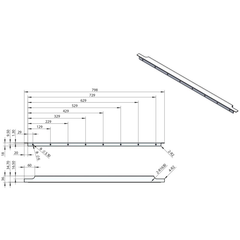 Scudo Muro Black 600mm Wrap Over Handle
