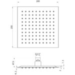 Scudo Black Square Shower Head 200mm