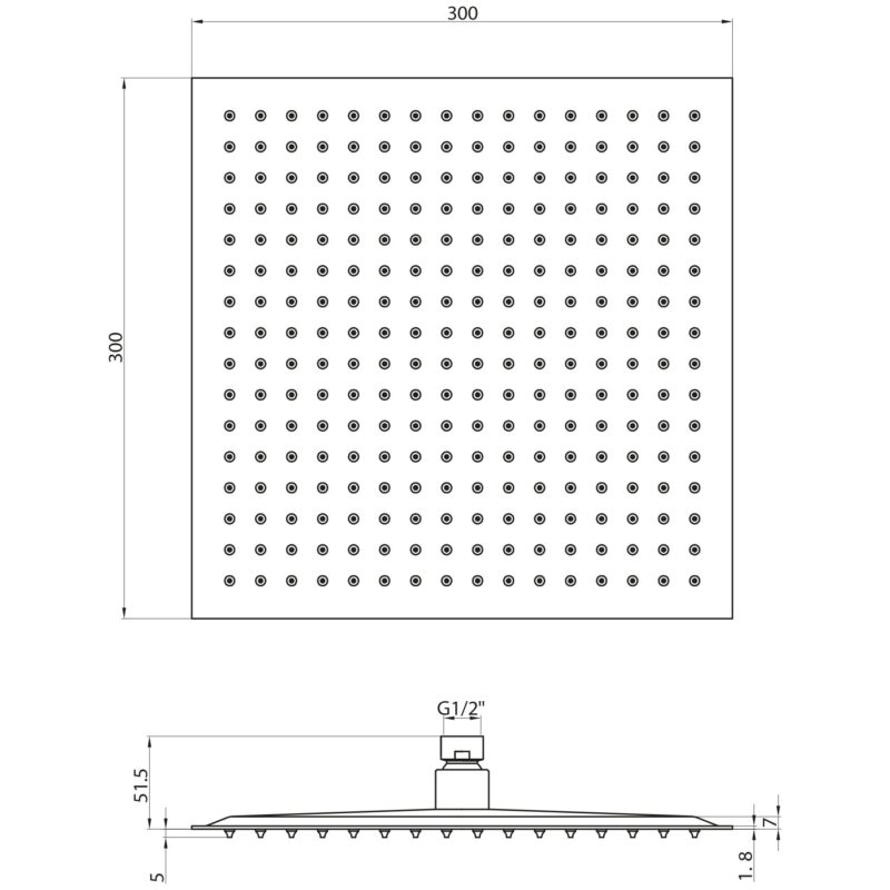 Scudo Black Square Shower Head 300mm