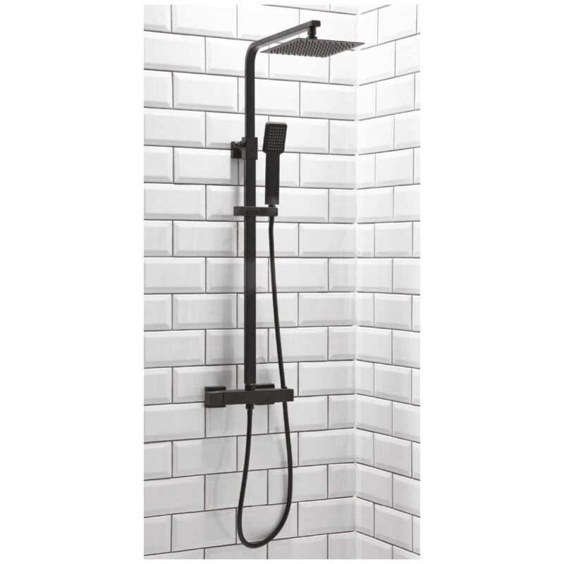 Scudo Lunar Black Square Shower with Rigid Riser Scudo Lunar Black Square Shower with Rigid Riser