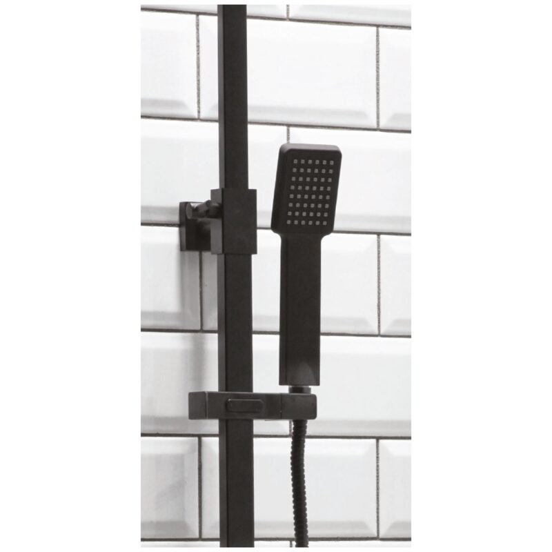 Scudo Lunar Black Square Shower with Rigid Riser