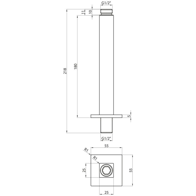 Scudo Black Square Shower Ceiling Shower Arm