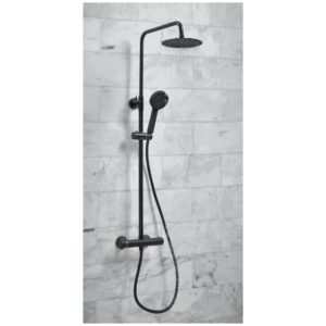 Scudo Middleton Black Round Rigid Riser Shower