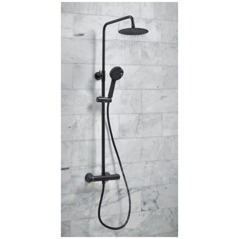 Scudo Middleton Black Round Rigid Riser Shower Scudo Middleton Black Round Rigid Riser Shower