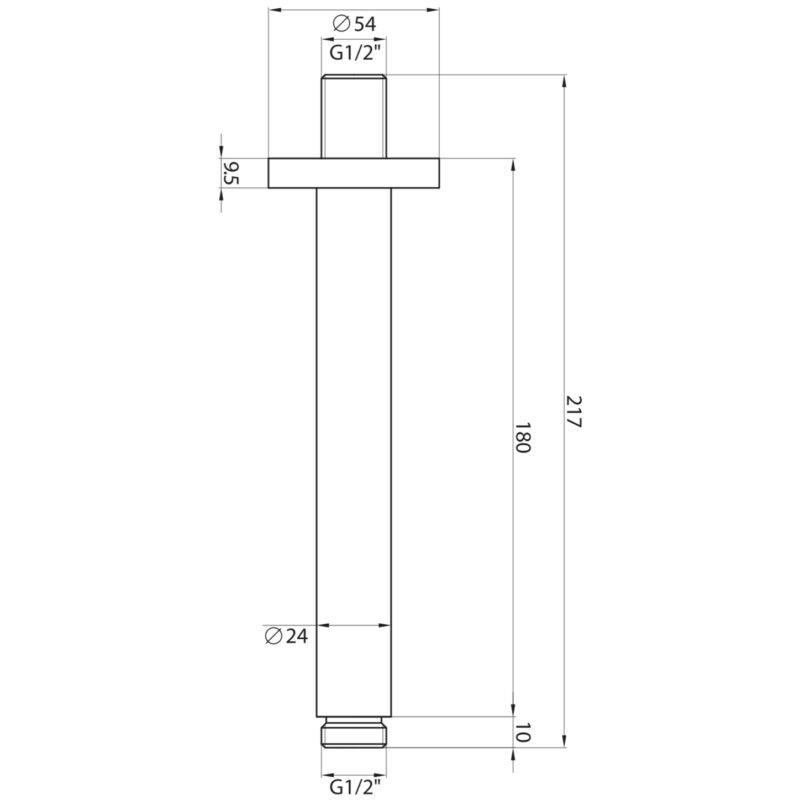 Scudo Matt Black Round Ceiling Shower Arm