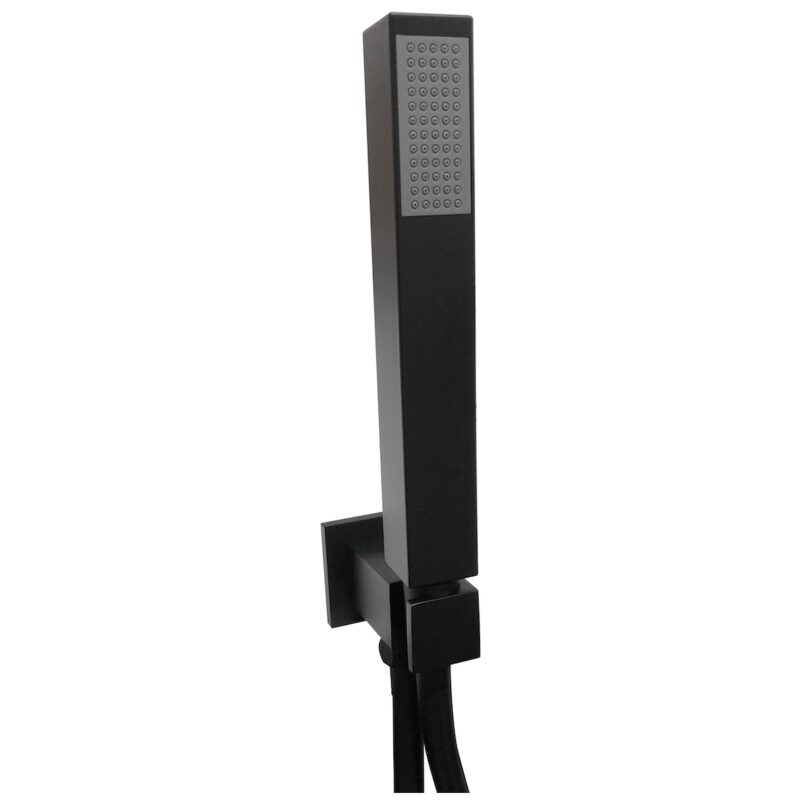 Scudo Matt Black Square Shower Outlet, Hose & Head Scudo Matt Black Square Shower Outlet, Hose & Head