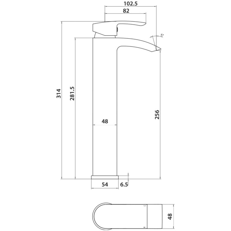 Scudo Belini Matt Black Tall Mono Basin Mixer Tap