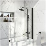 Scudo S6 Black Radius Bath Screen 6mm 800x1400mm