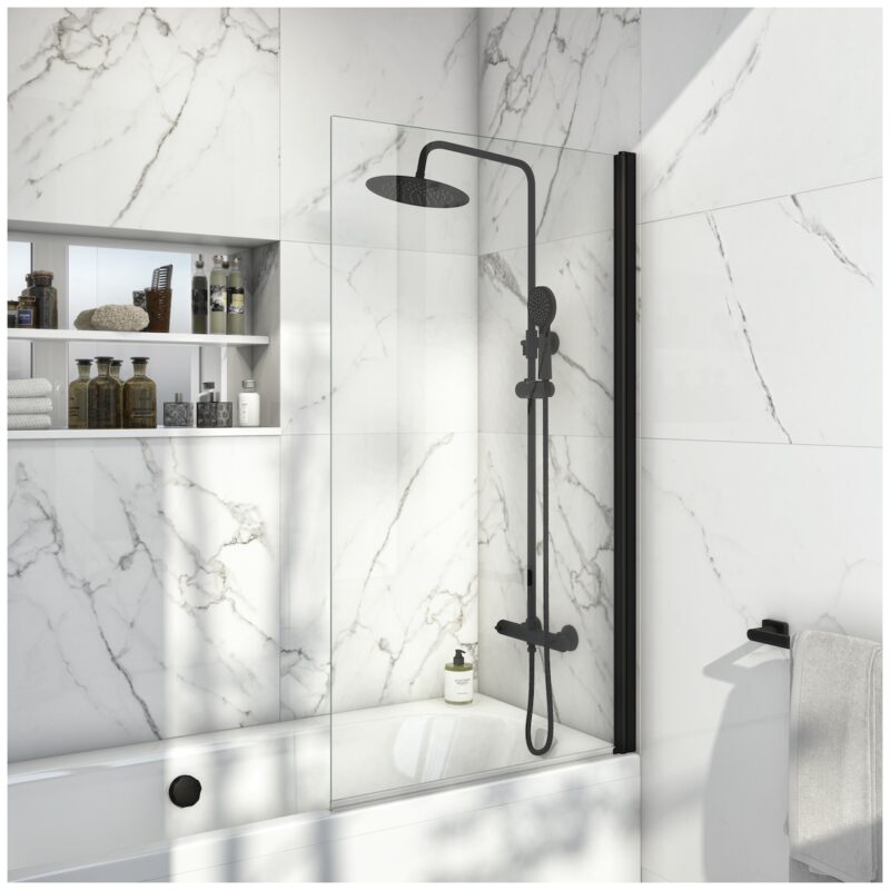 Scudo S6 Black Square Bath Screen 6mm 800x1400mm