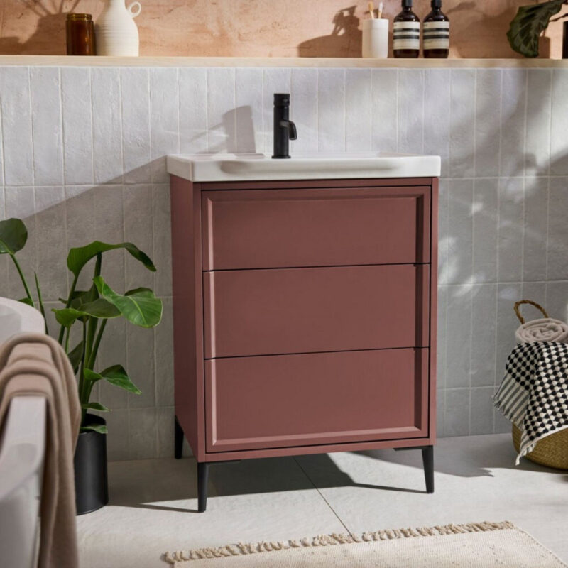 Scudo Bota Freestanding 500mm Vanity Unit & Basin Earth Red