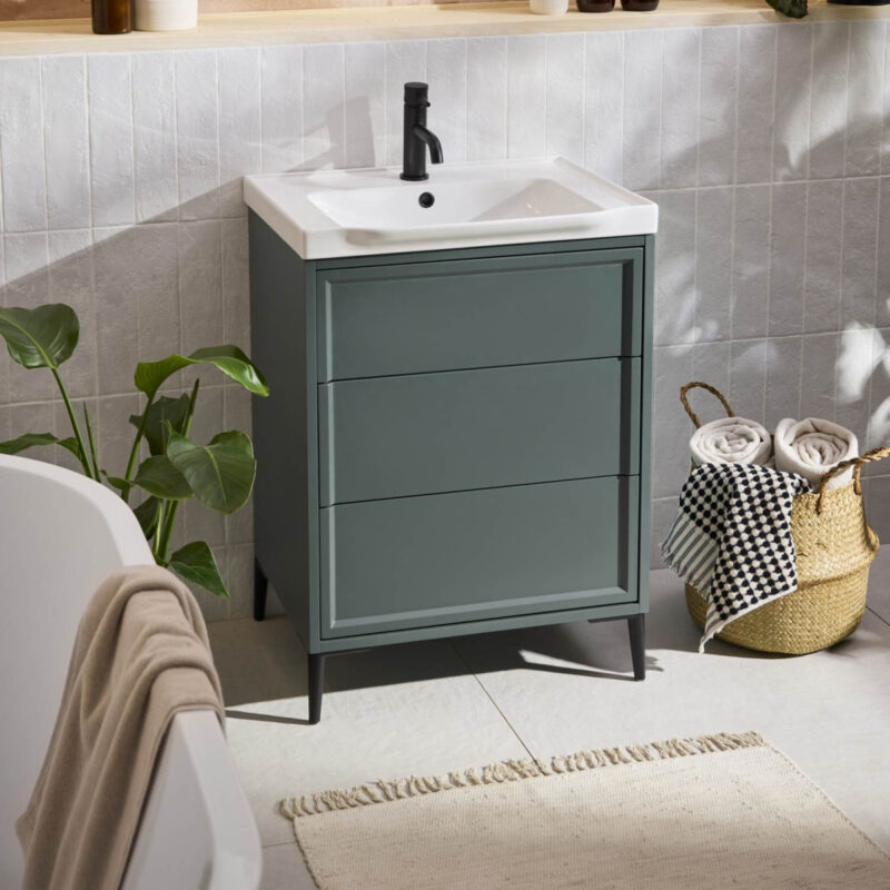 Scudo Bota Freestanding 600mm Vanity Unit & Basin Parisian Green