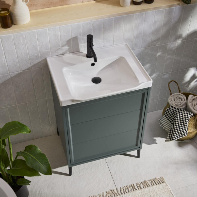 Scudo Bota Freestanding 600mm Vanity Unit & Basin Parisian Green