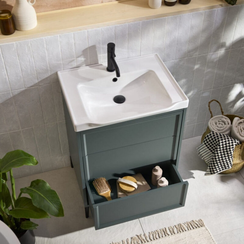 Scudo Bota Freestanding 600mm Vanity Unit & Basin Parisian Green
