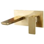 Scudo Muro Wall Mounted Basin & Bath Filler Tap Brushed Brass