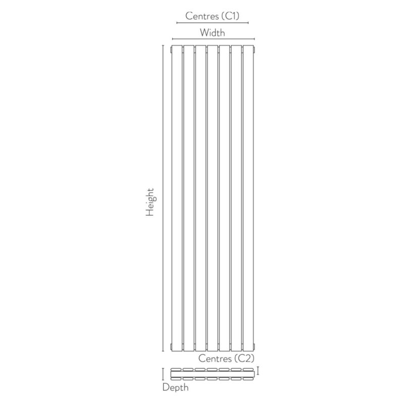 Scudo Bravo 1800 x 544mm Vertical Double Panel Radiator Anthracite