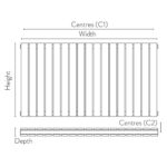 Scudo Bravo 600 x 1158mm Horizontal Double Panel Designer Radiator Anthracite