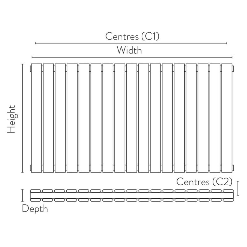 Scudo Bravo 600 x 1158mm Horizontal Double Panel Designer Radiator Anthracite