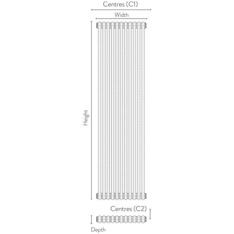 Scudo 2 Column Vertical Designer Radiator 1500 x 335mm White