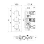 Scudo Triple Square Handle 2 Outlet Concealed Shower Valve