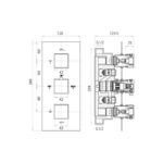 Scudo Triple Square Handle 3 Outlet Concealed Shower Valve