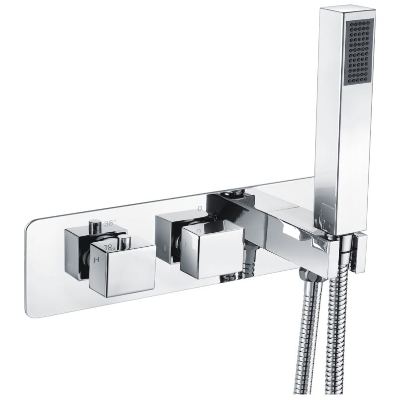 Scudo Square Handle 2 Outlet Concealed Shower Valve with Diverter