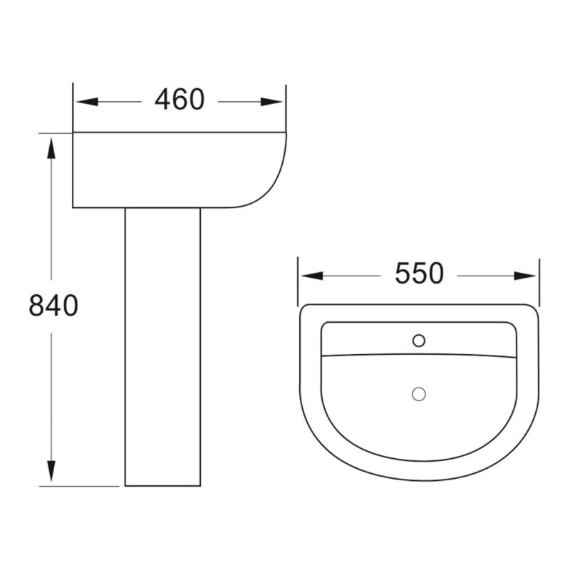 Scudo Deia / Belini 550mm Basin & Pedestal