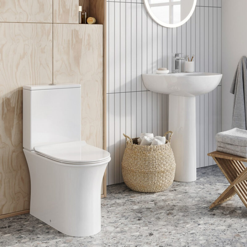 Scudo Deia Rimless Comfort Height Closed Back Pan with Cistern & Soft Closing Seat