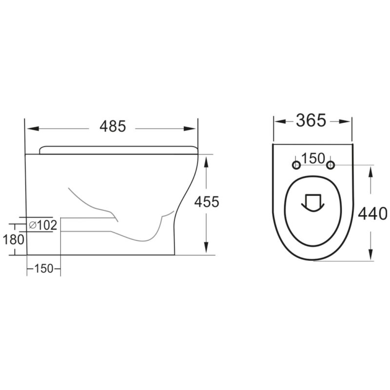 Scudo Deia Rimless Comfort Height Back To Wall WC Pan 455mm