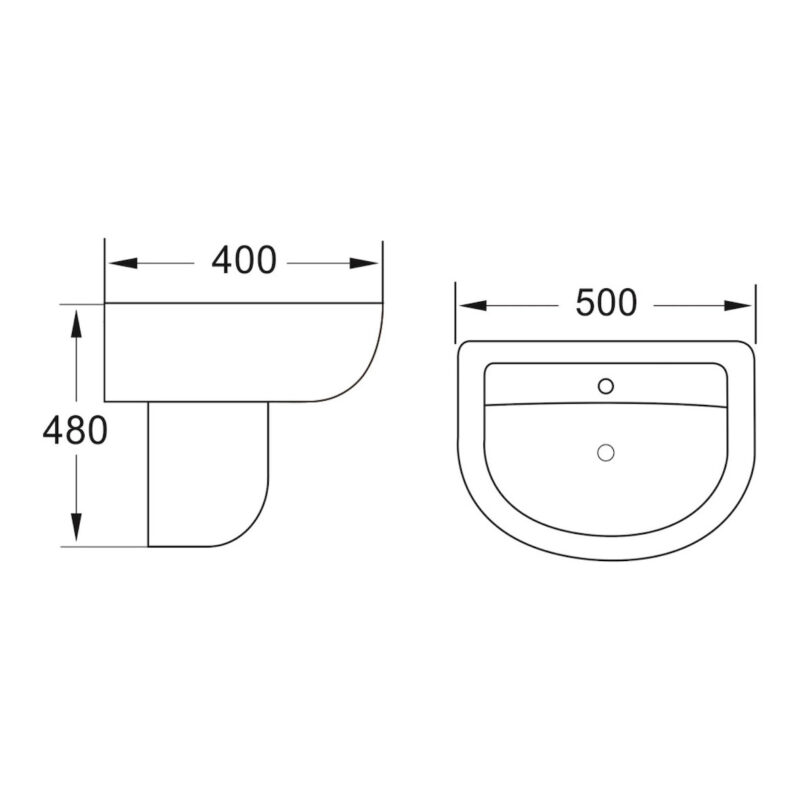 Scudo Deia / Belini 500mm Basin & Semi Pedestal