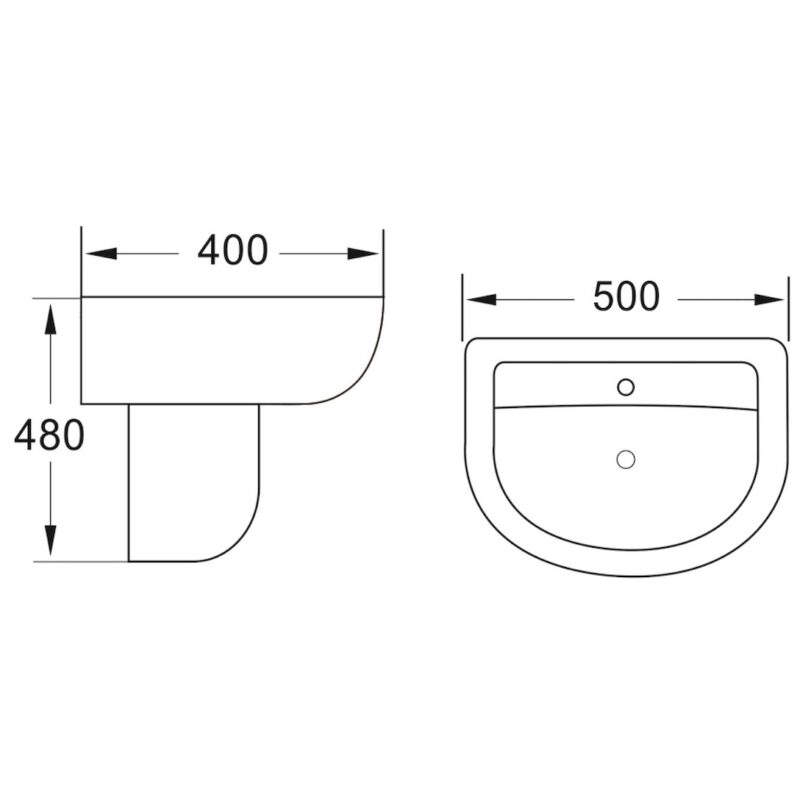 Scudo Deia / Belini 500mm One Tap Hole Basin