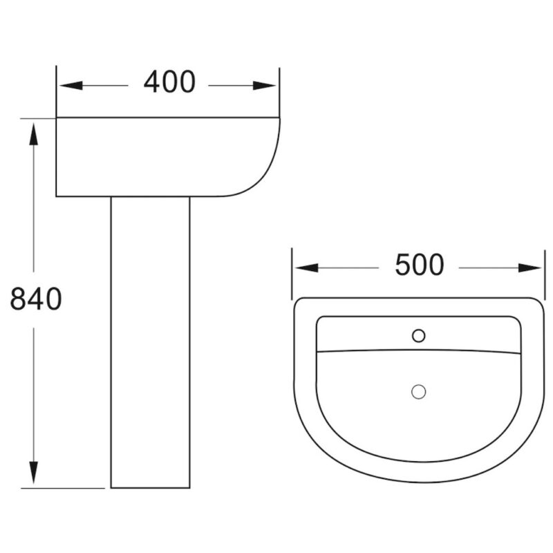 Scudo Deia / Belini 500mm One Tap Hole Basin