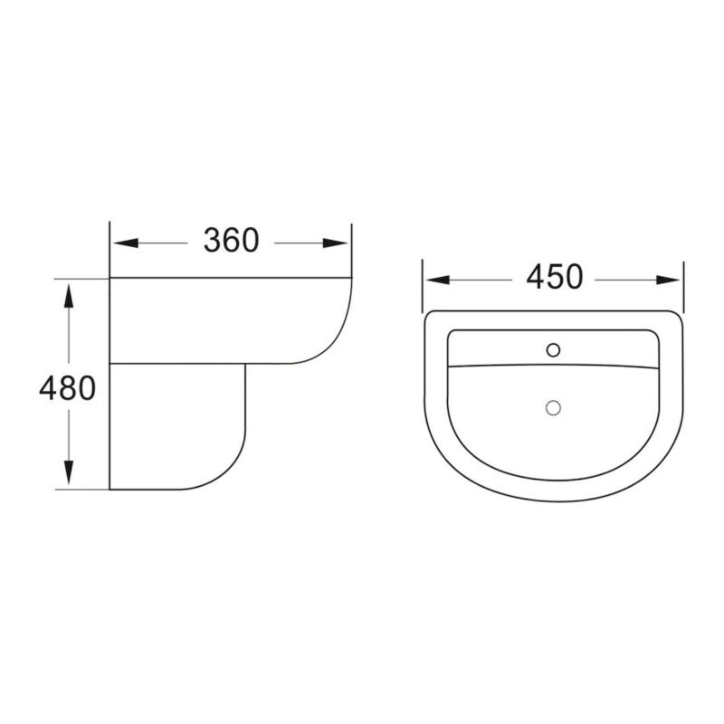 Scudo Deia / Belini 450mm Basin & Semi Pedestal