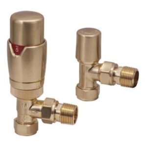 Scudo Designer TRV Angled Radiator Valves Brushed Brass