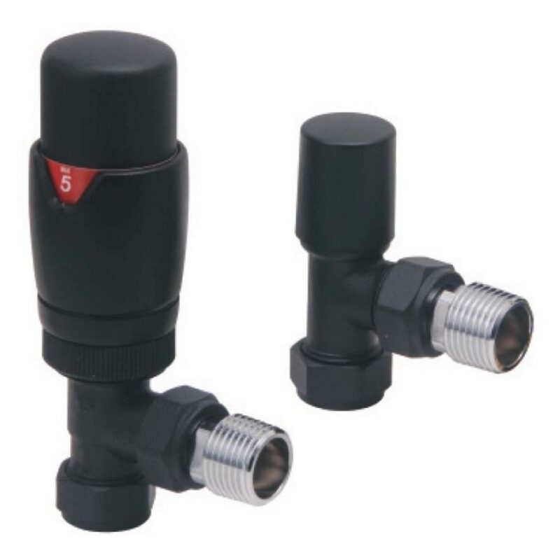 Scudo Designer TRV Angled Radiator Valves Black