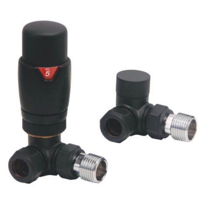 Scudo Designer TRV Corner Radiator Valves Black