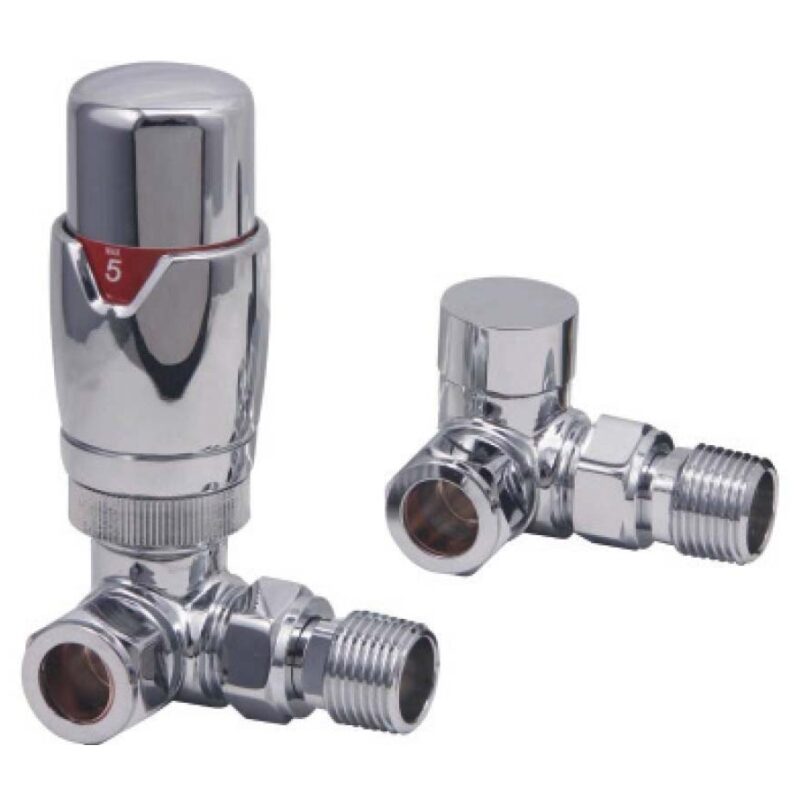 Scudo Designer Corner Thermostatic Radiator Valves Chrome (Pair) Scudo Designer Corner Thermostatic Radiator Valves Chrome (Pair)