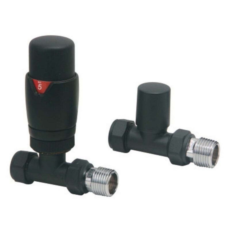Scudo Designer TRV Straight Radiator Valves Black Scudo Designer TRV Straight Radiator Valves Black