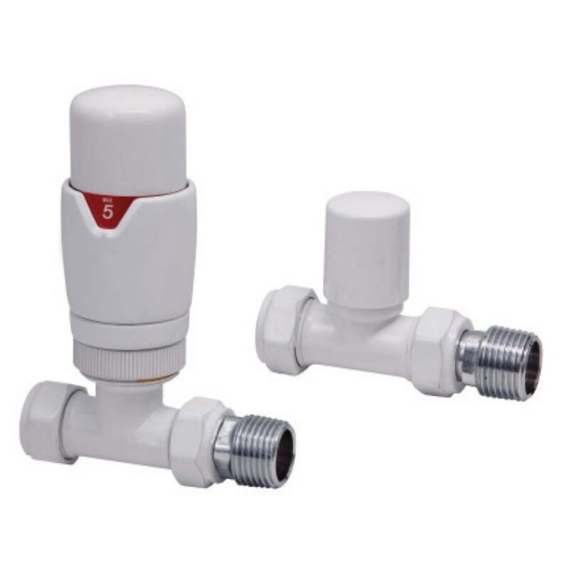 Scudo Designer TRV Straight Radiator Valves White Scudo Designer TRV Straight Radiator Valves White
