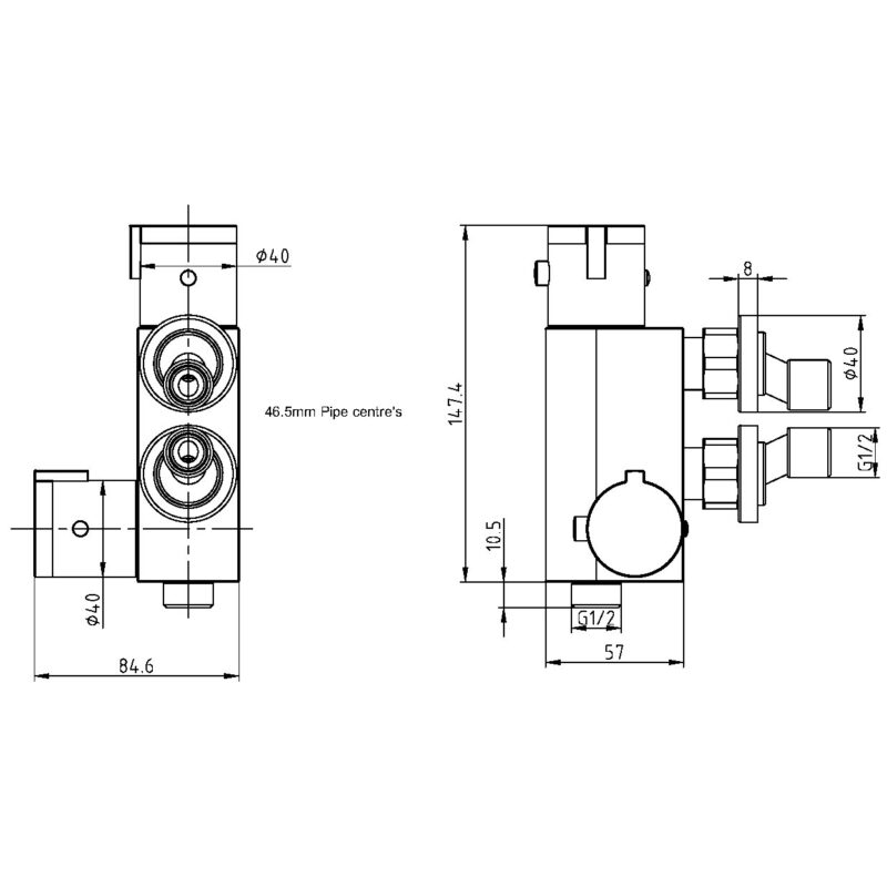 Scudo Thermostatic Vertical Valve for Douche Brushed Bronze