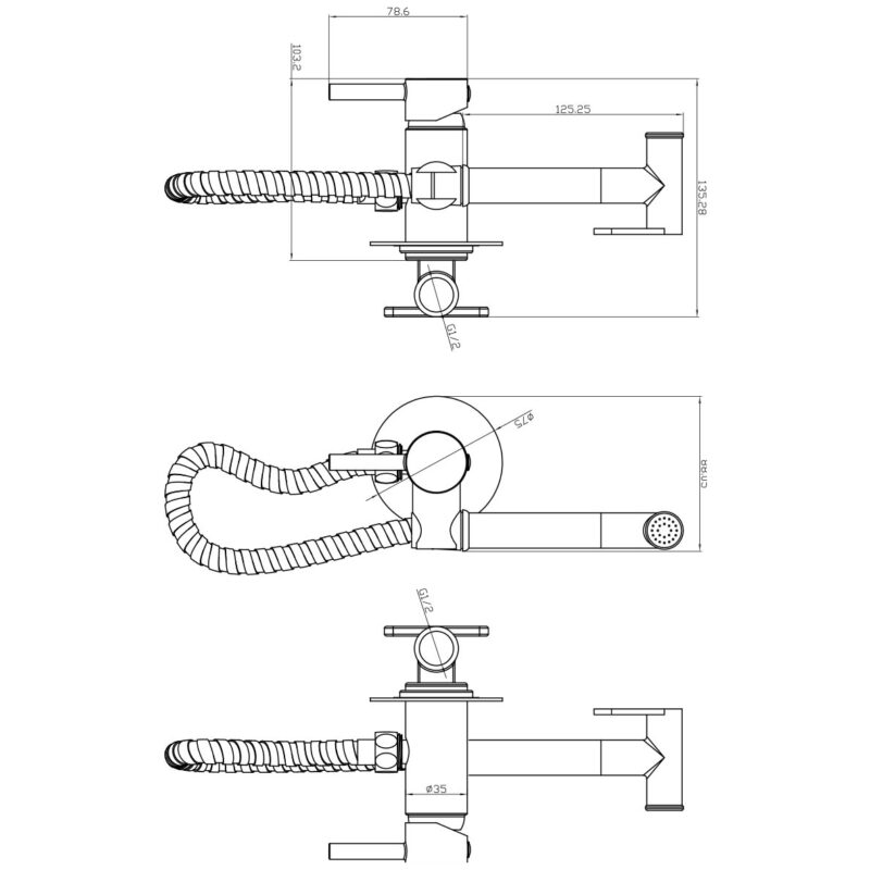 Scudo Integrated Douche Valve Kit Black